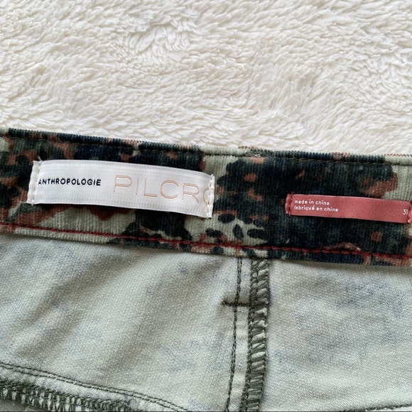 Anthropologie pilcro camo high rise skinny exposed button fly corduroy pants 31 - Picture 10 of 13